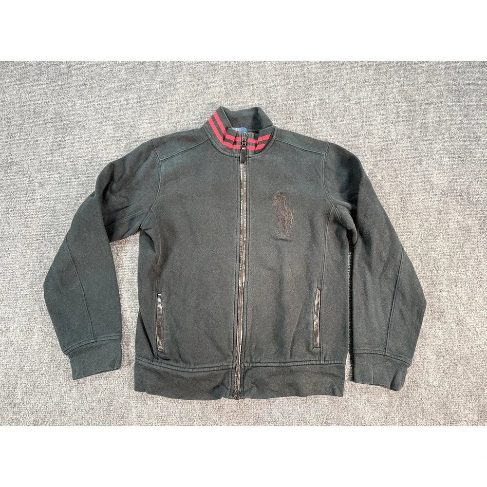 Polo Ralph Lauren Jacket Youth‎ Large 16/18 Black Big Pony Full Zip Mock Neck